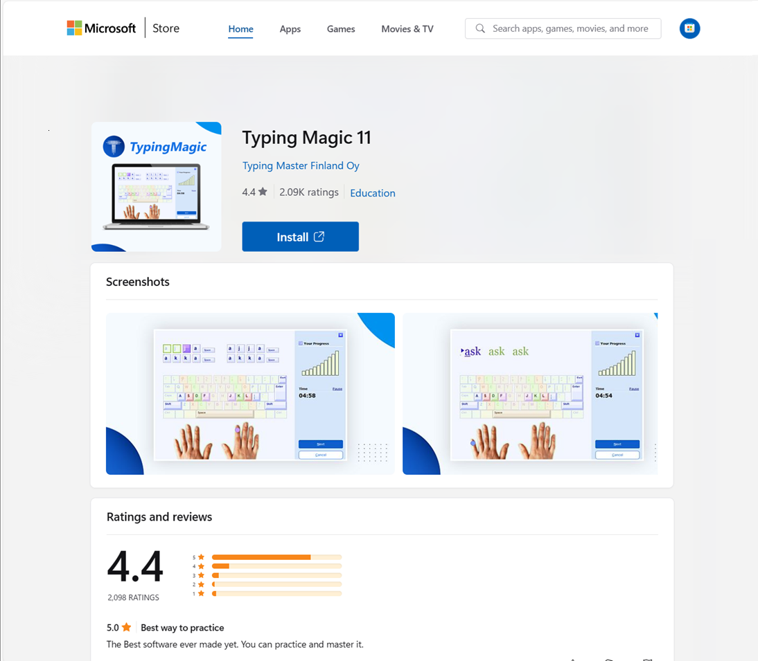 TypingMagic Microsoft Store Details